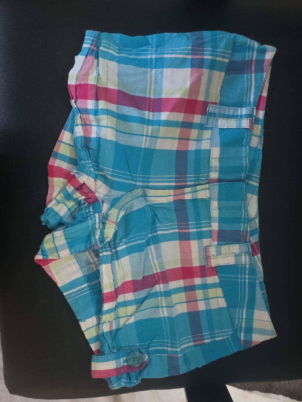 Blue Plaid Casual Shorts